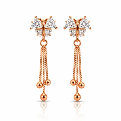 πΈ CZ Blossom Tassel Chain Earrings