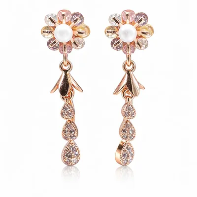 π CZ Starburst Flower Drop Earrings
