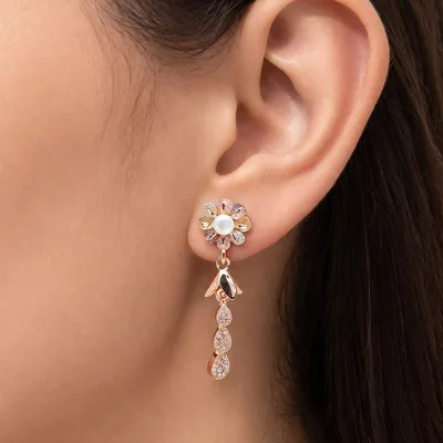 🌟 CZ Starburst Flower Drop Earrings